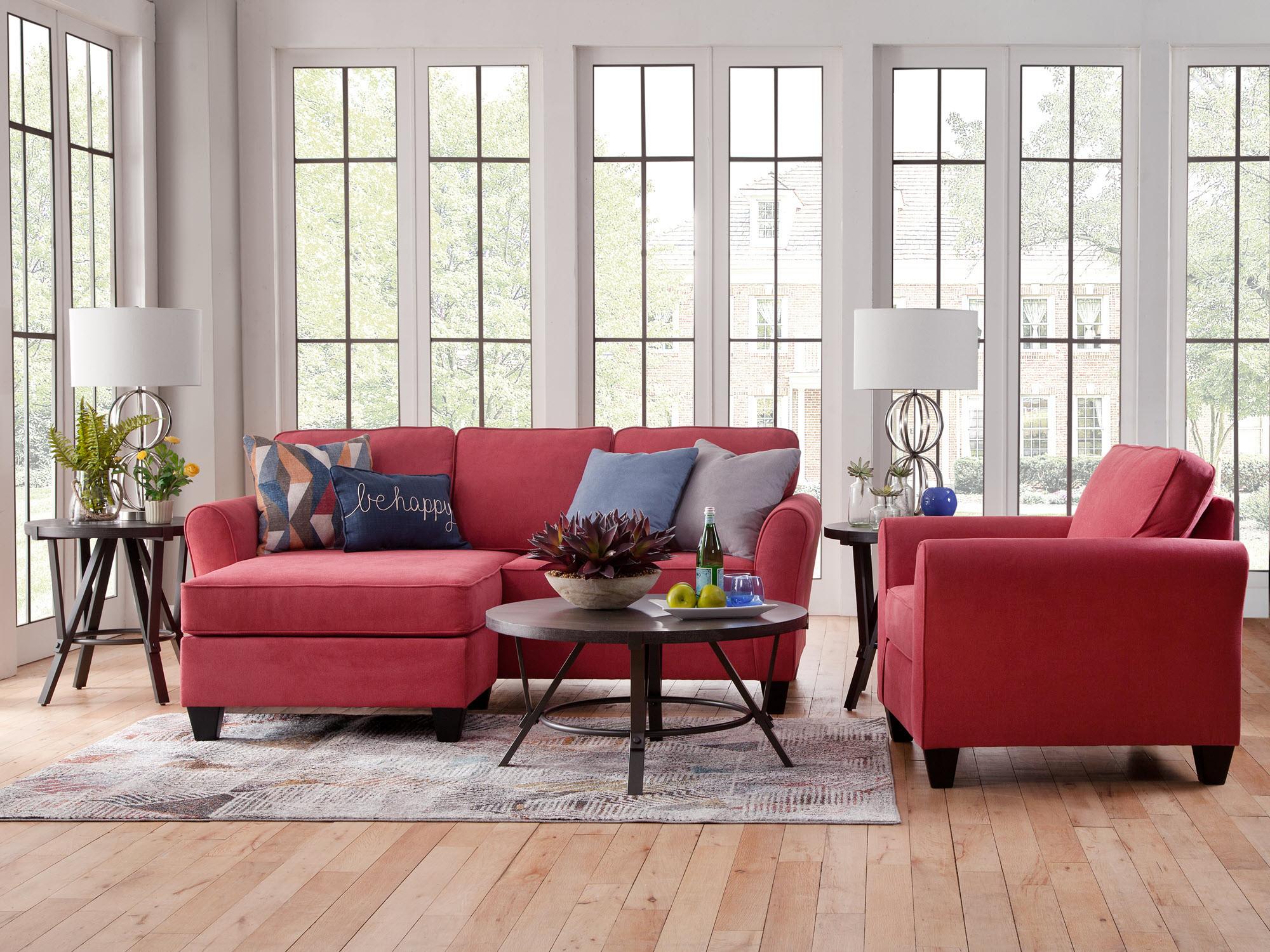 Rent to Own Woodhaven Kaylie Red Chaise Sofa & Chair at Aaron's today!